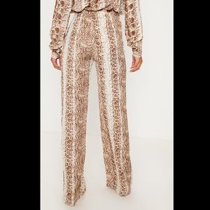 Snake Print Wide Leg Trouser Pants - PrettyLittleThing PLT NWT